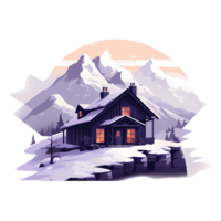 ai generiert Winter Haus im das Berge, Winter Landschaft png