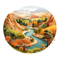 ai generado otoño paisaje con río y arboles png