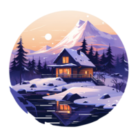 Ai generated winter house in the mountains, winter landscape png