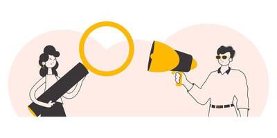 The concept of finding employees. Modern linear style. illustration. vector