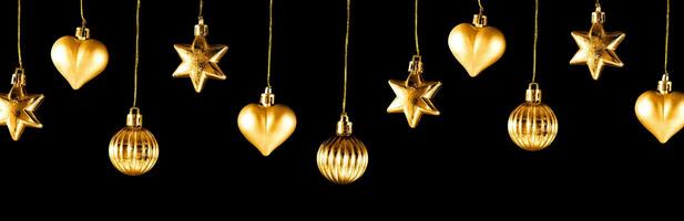 gold christmas bauble banner isolated photo