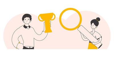 The concept of finding employees for work. Minimalistic linear style. illustration. vector