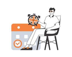 The boy is an English teacher. The concept of learning a foreign language. Linear modern style. Isolated, illustration. vector