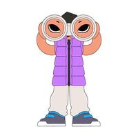 Attractive man holds in his hands and looks through binoculars. Committed to attracting the best and brightest in the industry. vector