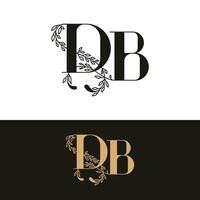 handdrawn wedding monogram DB logo vector