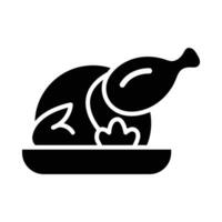 Chicken Dinner Vector Glyph Icon For Personal And Commercial Use.