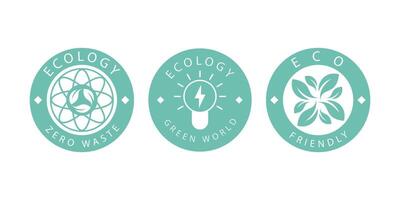 A set of logos on the theme of recycling, ecology and zero pollution. Isolated on white background. illustration. vector