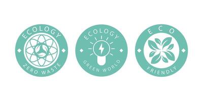 A set of logos on the theme of recycling, ecology and zero pollution. Isolated on white background. Vector illustration.