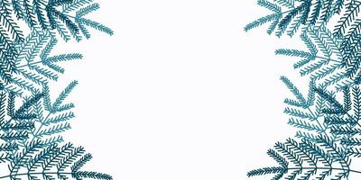 Green fir branches frame Isolated on a white background with copy space for text. Flat vector illustration for Winter Holiday decoration, Banner, Postcard. Christmas template.