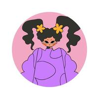 Avatar of a woman in the style of the 90s. vector