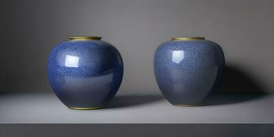 Photo realistic unique shape twin pottery created with ai generative
