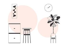 Interior in Lineart trendy style. background for presentations, posters and applications. Vector illustration.