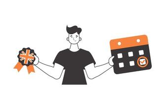 The guy helps teaches English. The concept of learning a foreign language. Linear style. Isolated, illustration. vector