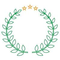 Illustration logo green laurel wreath with stars vector
