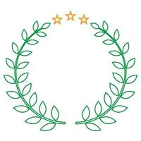 Illustration logo green laurel wreath with stars vector