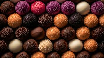 generativo ai, chocolate caramelo pelotas, cerca arriba tradicional brasileño brigadeiro foto