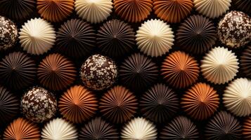 Generative AI, Chocolate candy balls, close up traditional Brazilian brigadeiro photo