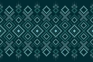 Green Cross stitch colorful geometric traditional ethnic pattern Ikat seamless pattern border abstract design for fabric print cloth dress carpet curtains and sarong Aztec African Indian Indonesian vector