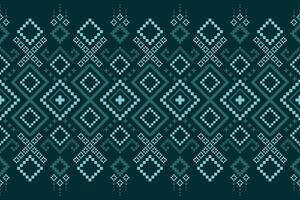 Green Cross stitch colorful geometric traditional ethnic pattern Ikat seamless pattern border abstract design for fabric print cloth dress carpet curtains and sarong Aztec African Indian Indonesian vector