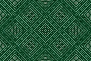 Green Cross stitch colorful geometric traditional ethnic pattern Ikat seamless pattern border abstract design for fabric print cloth dress carpet curtains and sarong Aztec African Indian Indonesian vector