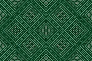 Green Cross stitch colorful geometric traditional ethnic pattern Ikat seamless pattern border abstract design for fabric print cloth dress carpet curtains and sarong Aztec African Indian Indonesian vector