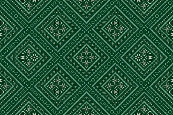 Green Cross stitch colorful geometric traditional ethnic pattern Ikat seamless pattern border abstract design for fabric print cloth dress carpet curtains and sarong Aztec African Indian Indonesian