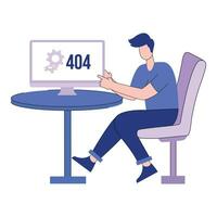 Computer screen with 404 error concept. trending flat illustration. vector