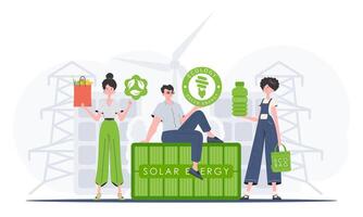 The concept of ecology and care for the environment. EKO is a team of people who care about the environment. Flat style. . vector