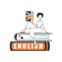 English teacher. The concept of learning a foreign language. Linear modern style. Isolated, vector illustration.