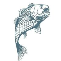 Fish hand drawn vector illustration for logotype or emblem