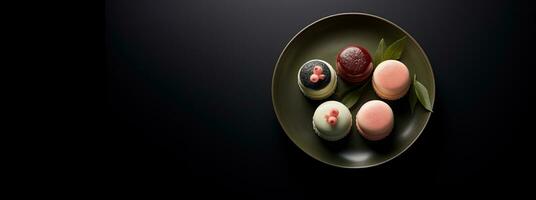 Generative AI, Japanese traditional confectionery cake wagashi, various types of sweets photo