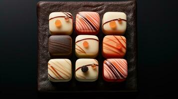 generativo ai, japonés tradicional confitería pastel wagashi, varios tipos de dulces foto