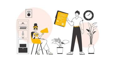 hora equipo. el concepto de hallazgo empleados para trabajar. moderno lineal estilo. vector. vector