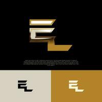 EL Initial Alphabet Logo Letter in Black Gold Color vector