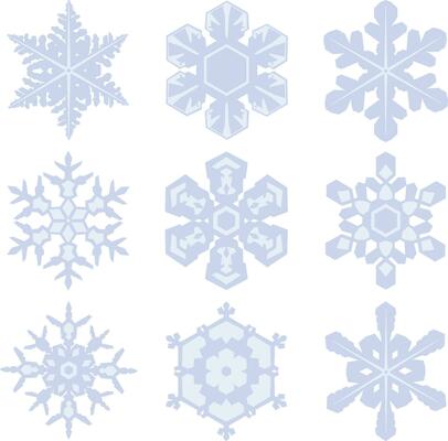 Set of snowflakes isolated on white background