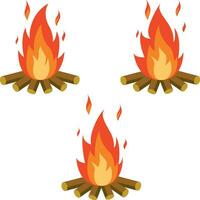 Bonfire animation flame isolated on white vector
