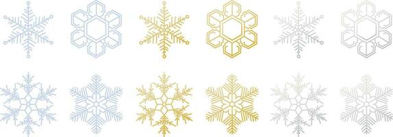 conjunto de Navidad copos de nieve en diferente colores aislado en blanco antecedentes vector