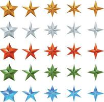 Set of 5 stars in different bright colors isolated on white background vector