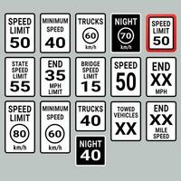 Set of road signs R2 isolated on gray background vector