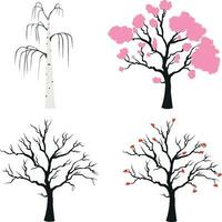 Cartoon flowering trees isolated on white vector