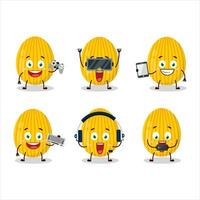 Amber easter egg cartoon character are playing games with various cute emoticons vector