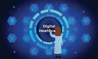 futurista médico tecnología. médico íconos concepto de digital cuidado de la salud vector