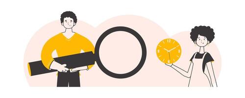 The concept of finding people to work. Minimalistic linear style. . vector