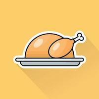 Illustration Vector of Fried Turkey in Flat Design