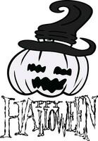 Halloween cartoon hand drawns black and white icon character. vector