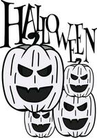 Halloween cartoon hand drawns black and white icon character. vector