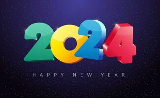 2024 colorful 3D numbers. Happy new year 2024 vector logo design