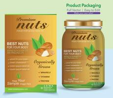 Nuts Label, Nuts packaging, Label Nut, Label and Packaging, organic food, Natural Food pack, Manufacture labeling, premium label, Bottle Pack, Bottle Mockup, Jar mockup vector