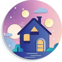 beautiful paper cut house logo vector