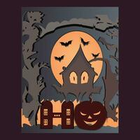 halloween paper cut background vector